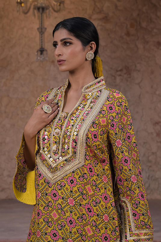 Mehandi Green Crepe Kurti Set Trendy Indian Festive Outfit