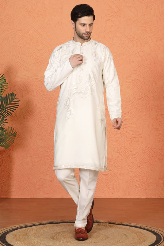 Mehfil-E-Khaas Embroidered Kurta Set with Back Elastic Pants