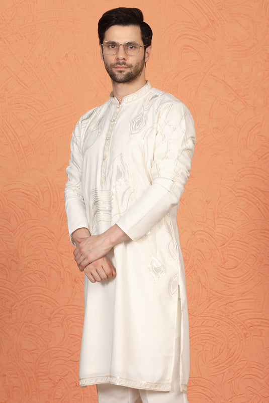 Mehfil-E-Khaas Embroidered Kurta Set with Back Elastic Pants