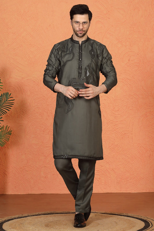 Mehfil-E-Khaas Embroidered Kurta Set with Back Elastic Pants