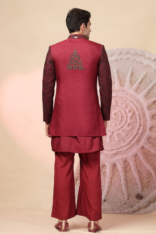 Mehroon Kurta And Palazzo Pant