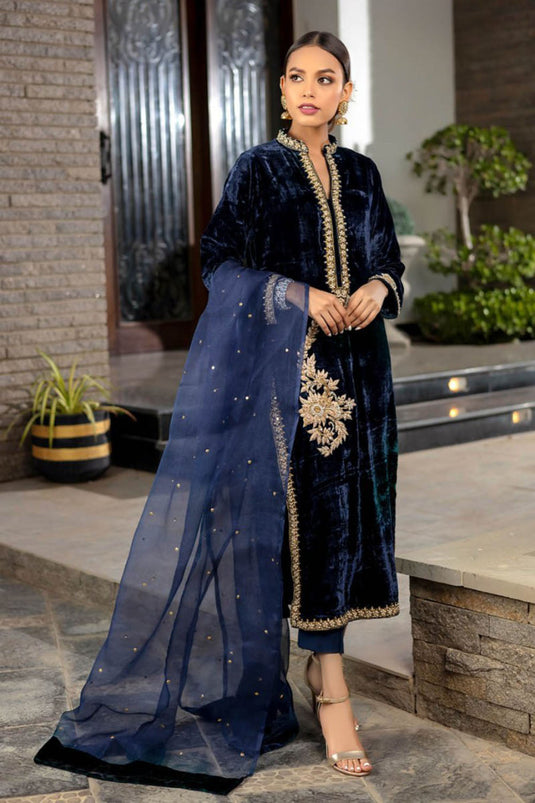 Midnight Azure Velvet Suit Set