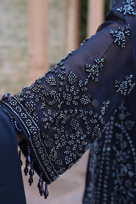 Midnight Blue Georgette Beads Embroidered Kurta Set