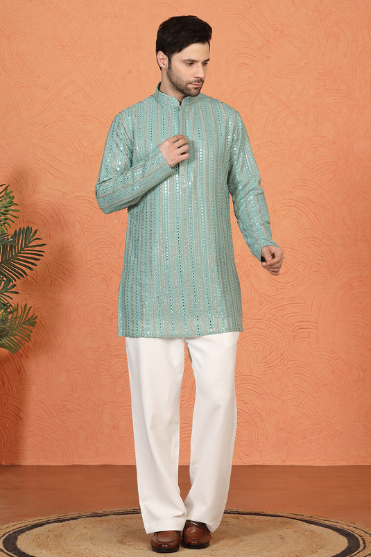 Mihir Embroidered Kurta with Loose Fit Back Elastic Parallel Pants