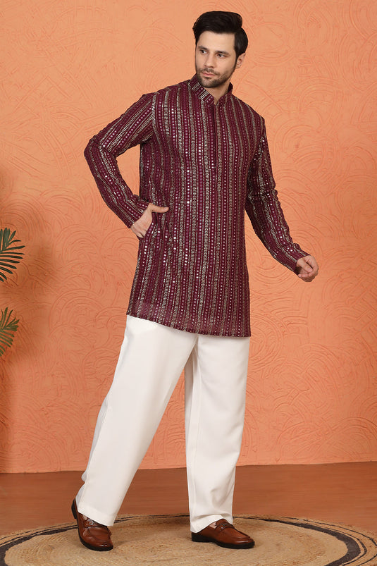Mihir Embroidered Kurta with Loose Fit Back Elastic Parallel Pants