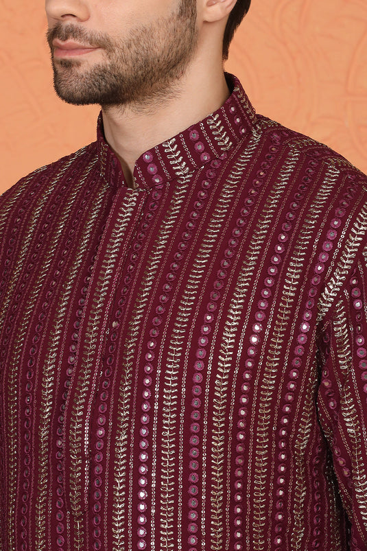 Mihir Embroidered Kurta with Loose Fit Back Elastic Parallel Pants