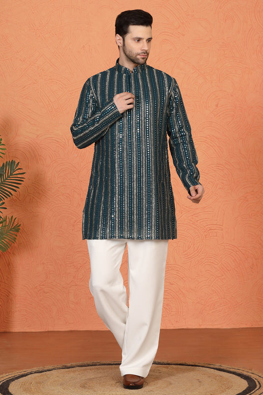 Mihir Embroidered Kurta with Loose Fit Back Elastic Parallel Pants