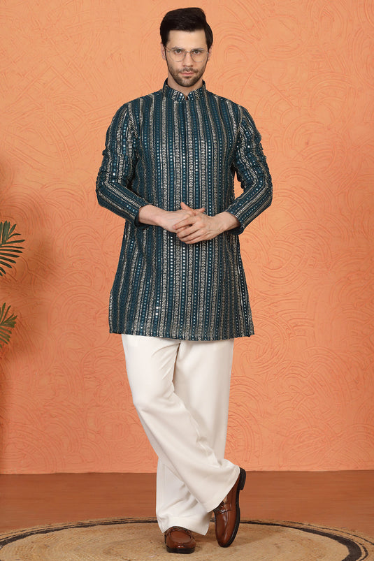 Mihir Embroidered Kurta with Loose Fit Back Elastic Parallel Pants