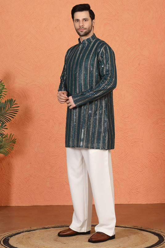 Mihir Embroidered Kurta with Loose Fit Back Elastic Parallel Pants