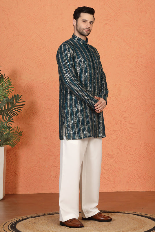 Mihir Embroidered Kurta with Loose Fit Back Elastic Parallel Pants