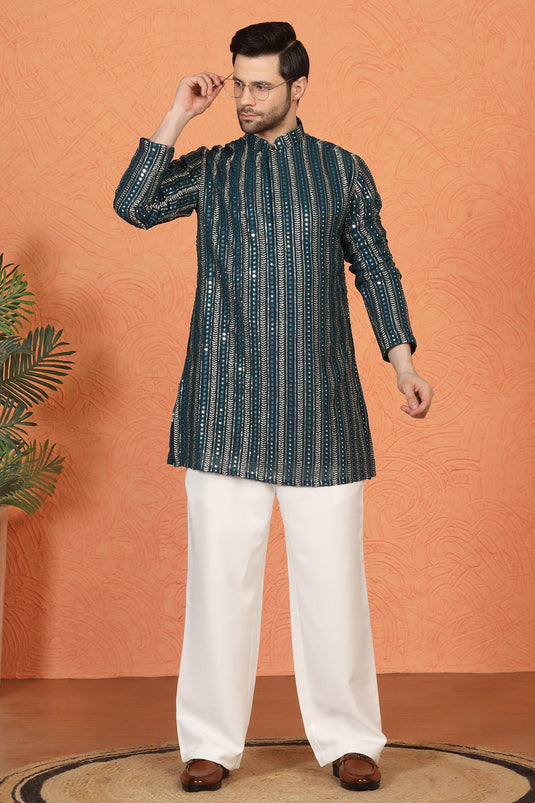 Mihir Embroidered Kurta with Loose Fit Back Elastic Parallel Pants