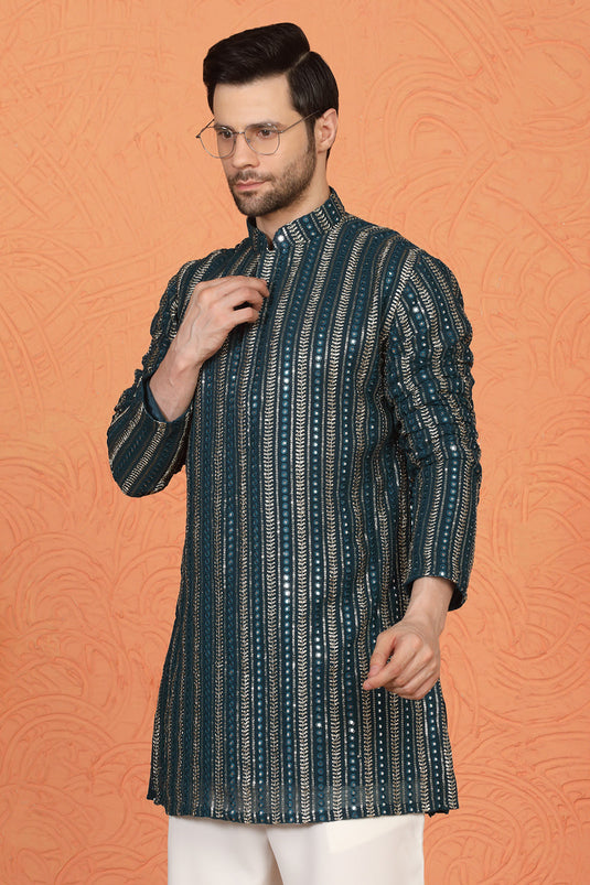 Mihir Embroidered Kurta with Loose Fit Back Elastic Parallel Pants