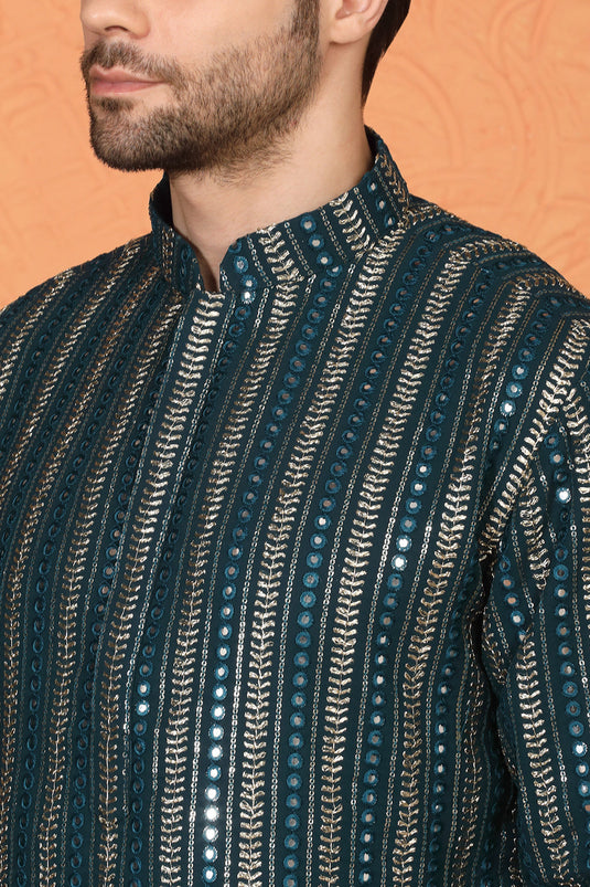 Mihir Embroidered Kurta with Loose Fit Back Elastic Parallel Pants