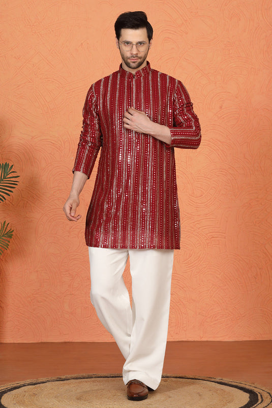 Mihir Embroidered Kurta with Loose Fit Back Elastic Parallel Pants
