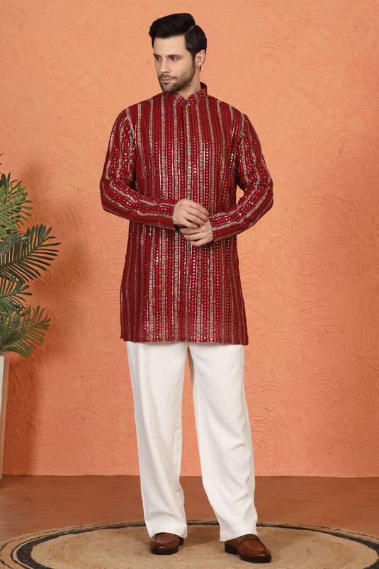 Mihir Embroidered Kurta with Loose Fit Back Elastic Parallel Pants