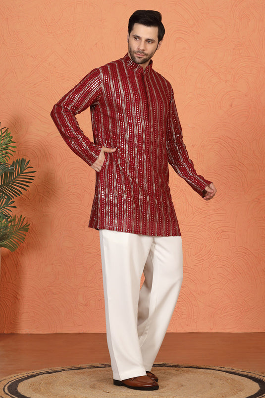 Mihir Embroidered Kurta with Loose Fit Back Elastic Parallel Pants