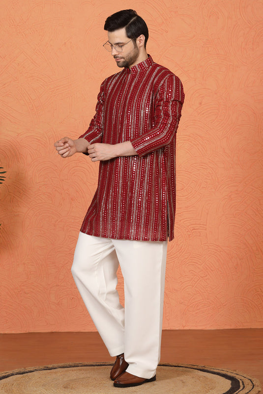 Mihir Embroidered Kurta with Loose Fit Back Elastic Parallel Pants