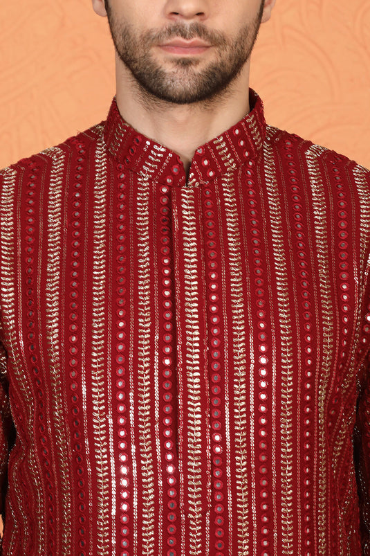 Mihir Embroidered Kurta with Loose Fit Back Elastic Parallel Pants