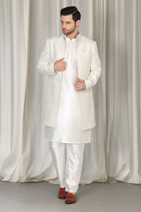 Mihir Embroidered Long Open Jacket With Kurta And Pants