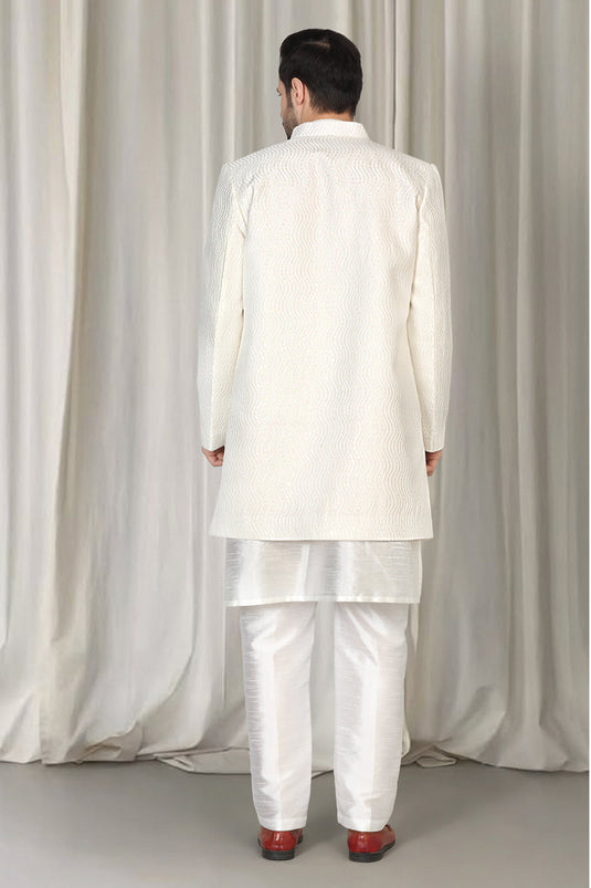Mihir Embroidered Long Open Jacket With Kurta And Pants
