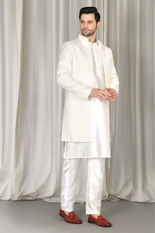 Mihir Embroidered Long Open Jacket With Kurta And Pants