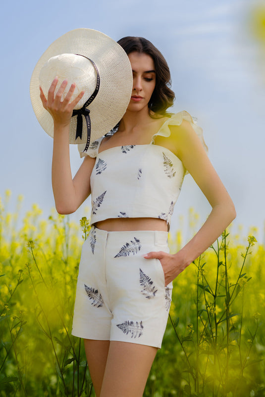 Monochrome Fern Crop Top