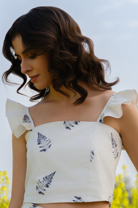 Monochrome Fern Crop Top