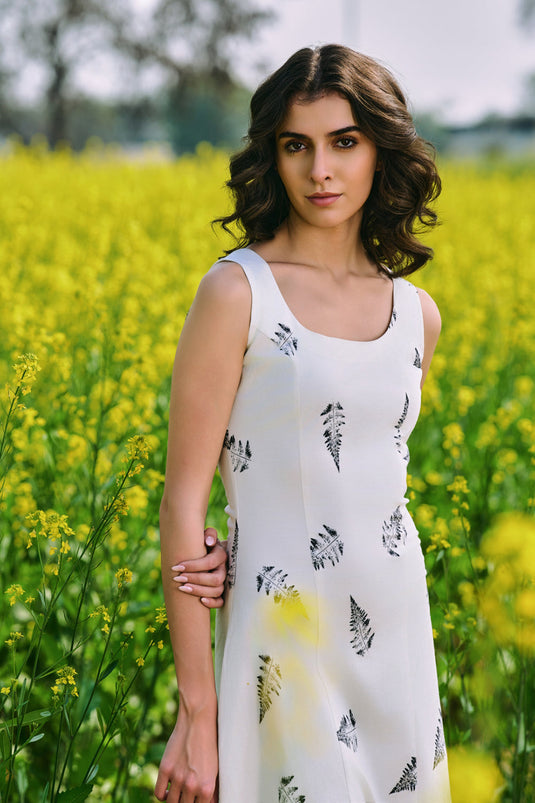 Monochrome Fern Midi Dress