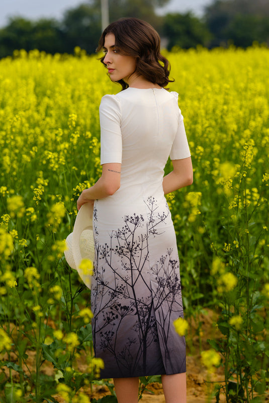 Monochrome Meadow Bodycon Dress