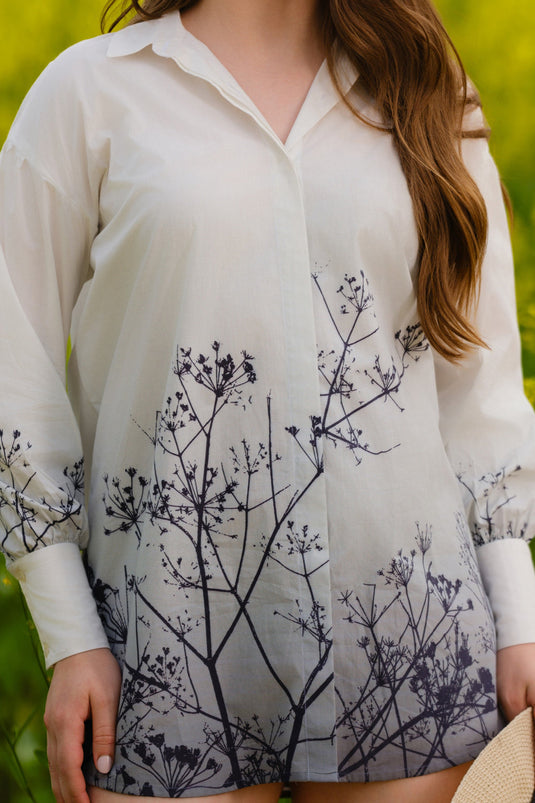 Monochrome Meadow Long Shirt