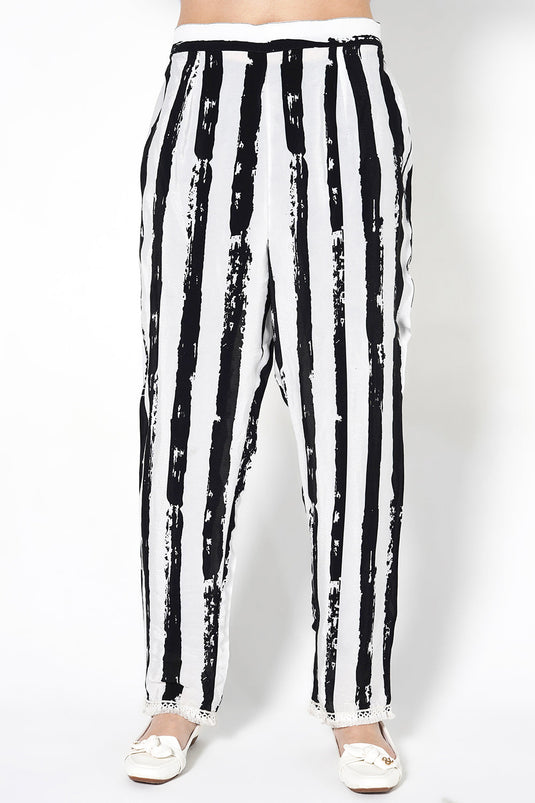 Mosaic White Black Printed Designer Kurta Contemporary crepe Co-ord Set