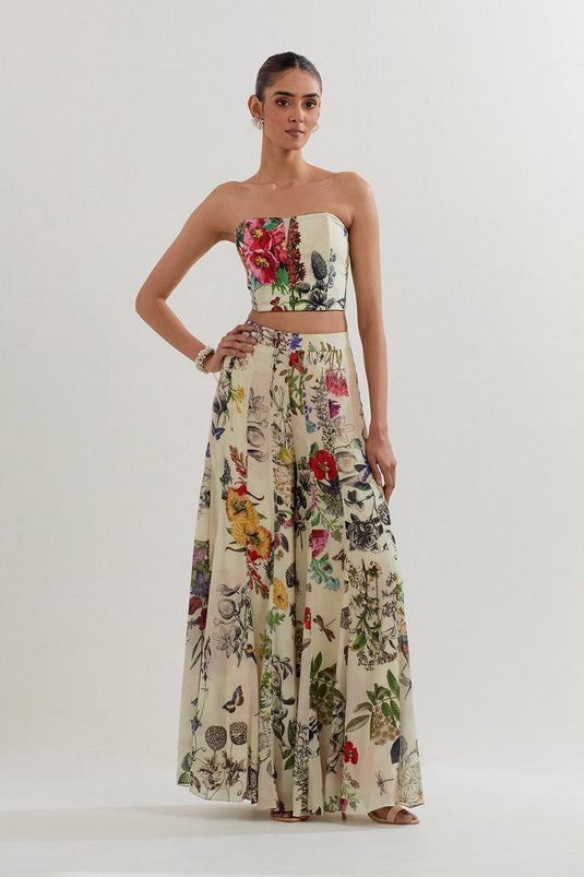 Multi Colour Cape With Bustier And Sharara