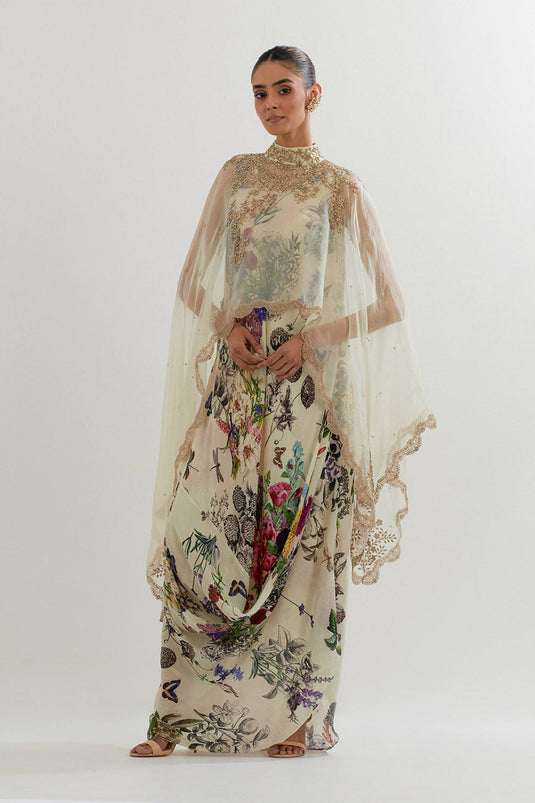 Multi Colour Cape With Dress