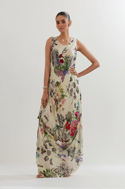 Multi Colour Cape With Dress