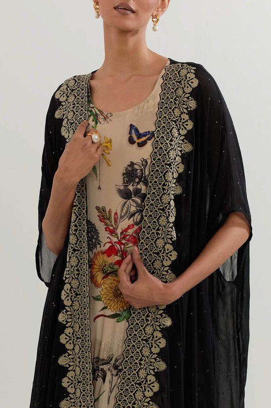 Multi Colour Cape With Dress