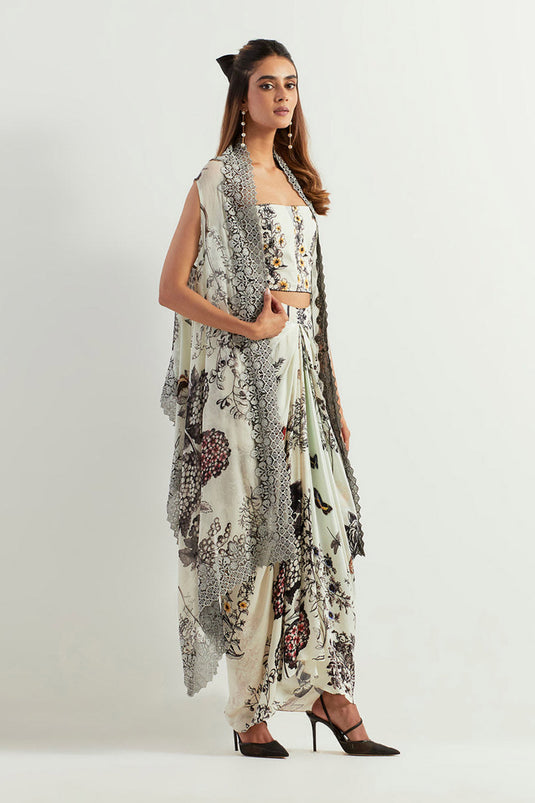 Multi Colour Cape With Inner And Skirt