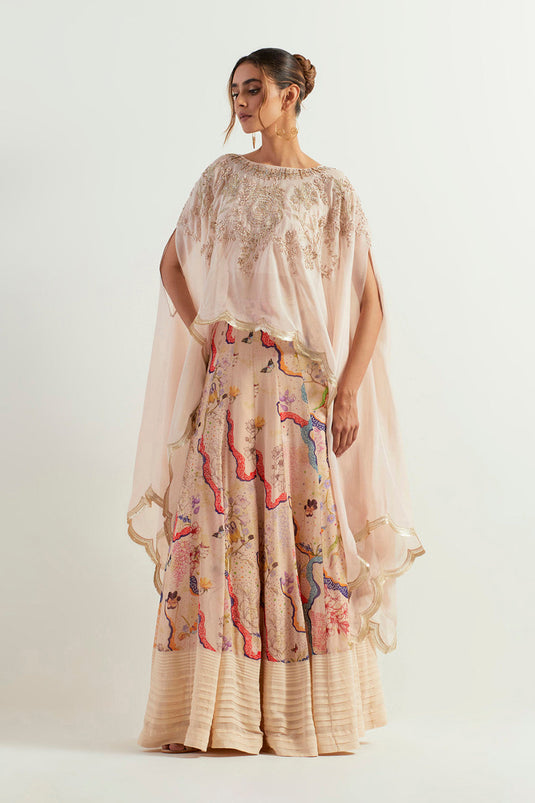 Multi Colour Cape With Inner And Skirt