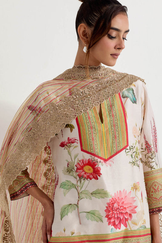 Multi Colour Chanderi Silk Sharara Set
