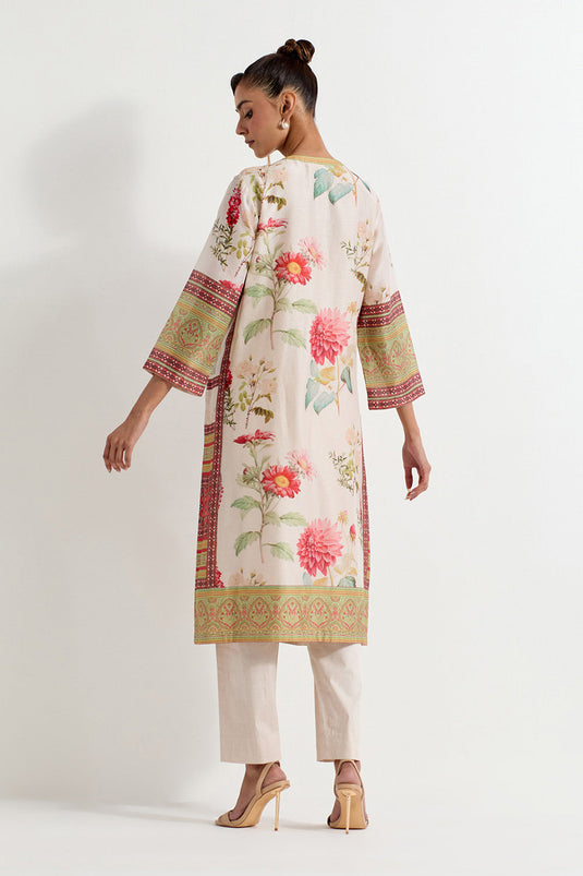 Multi Colour Chanderi With Stretch Lycra Kurta With Pants