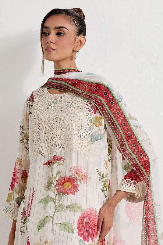 Multi Colour Lurex Georgette Kurta Set