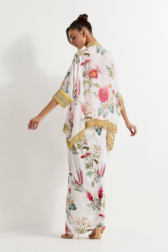 Multi Colour Modal Silk Top With Skirt