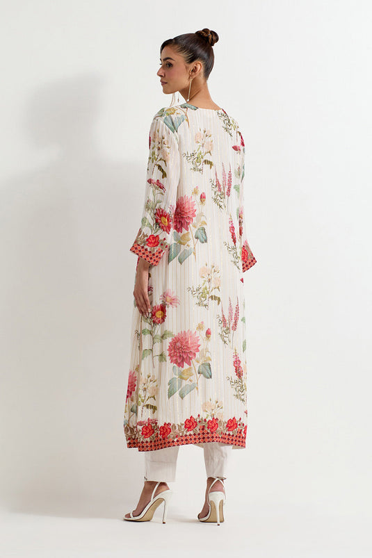 Multi Colour Modal Silk Top With Skirt