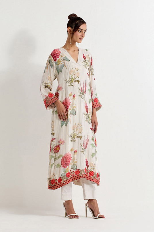 Multi Colour Modal Silk Top With Skirt