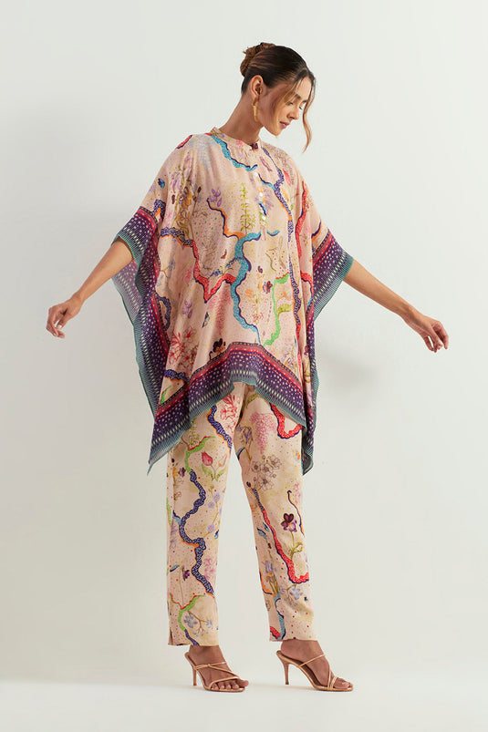 Multi Colour Poncho With Pants