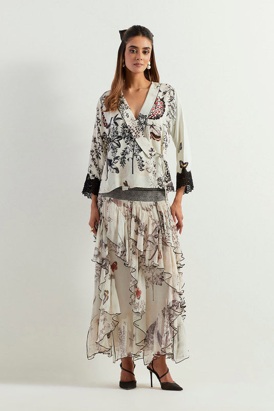 Multi Colour Wrap Top With Skirt