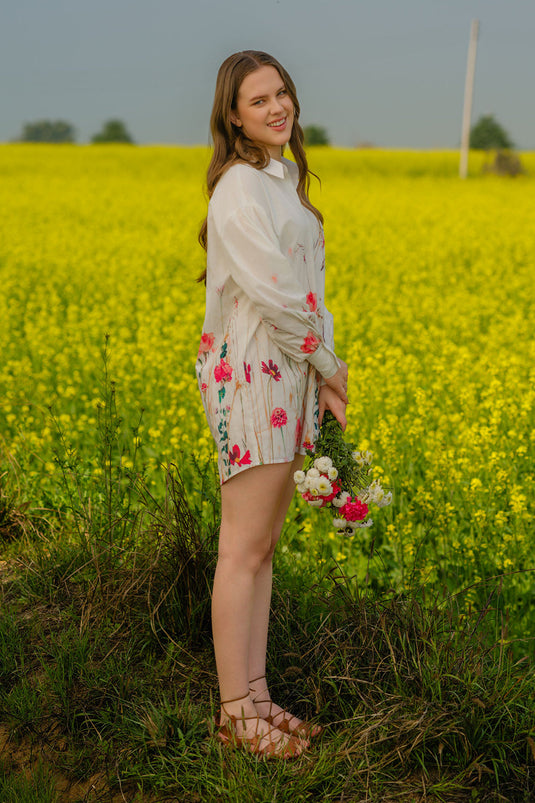 Multi Flower Meadow Long Shirt