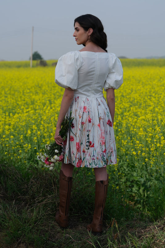 Multi Flower Meadow Short Dress