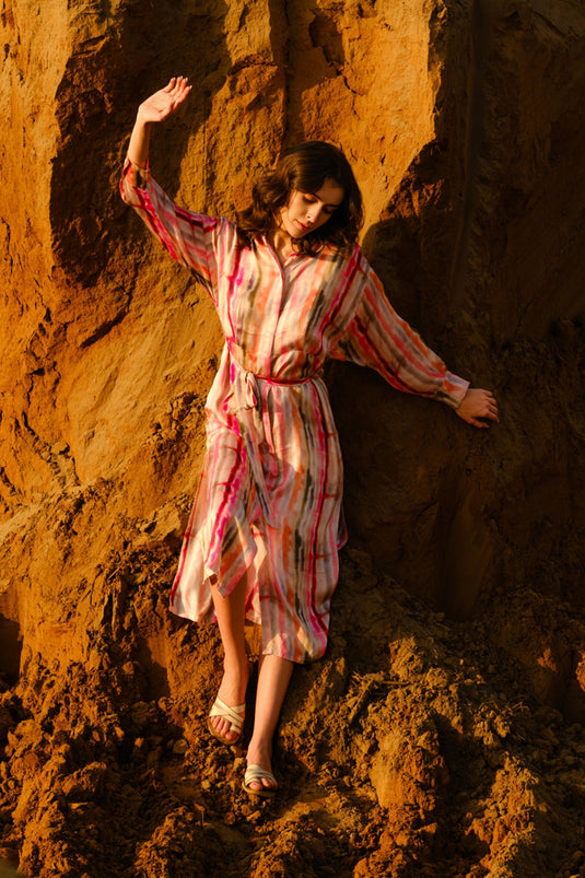 Multi Stripes Kaftan Dress
