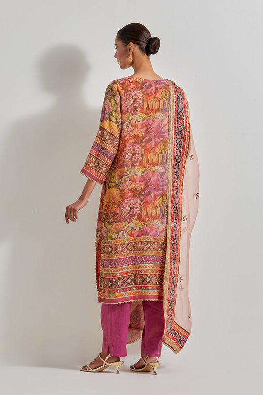 Multicolour Florika Printed And Hand Embellished Kurta Set