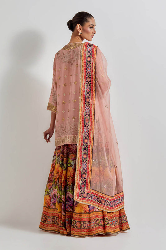 Multicolour Florika Printed And Hand Embellished Sharara Set
